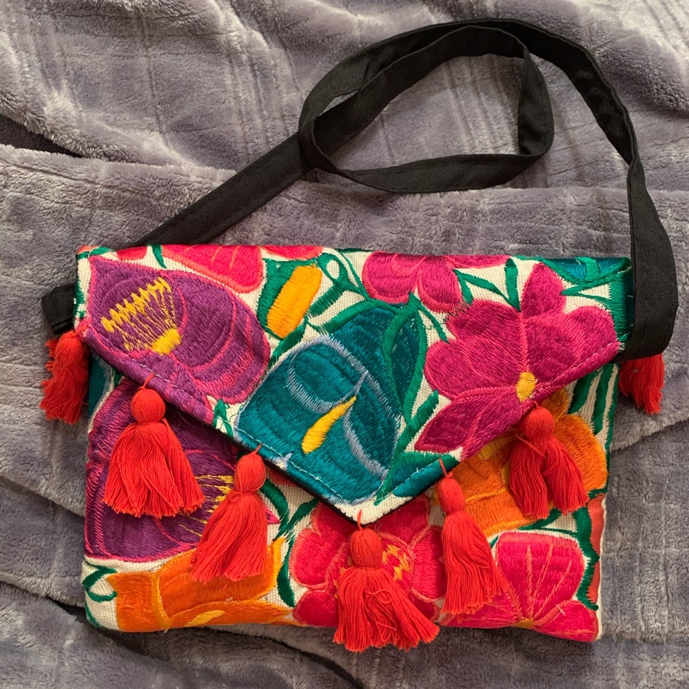Floral Clutch Bohemian Guatemalan Crossbody Bag